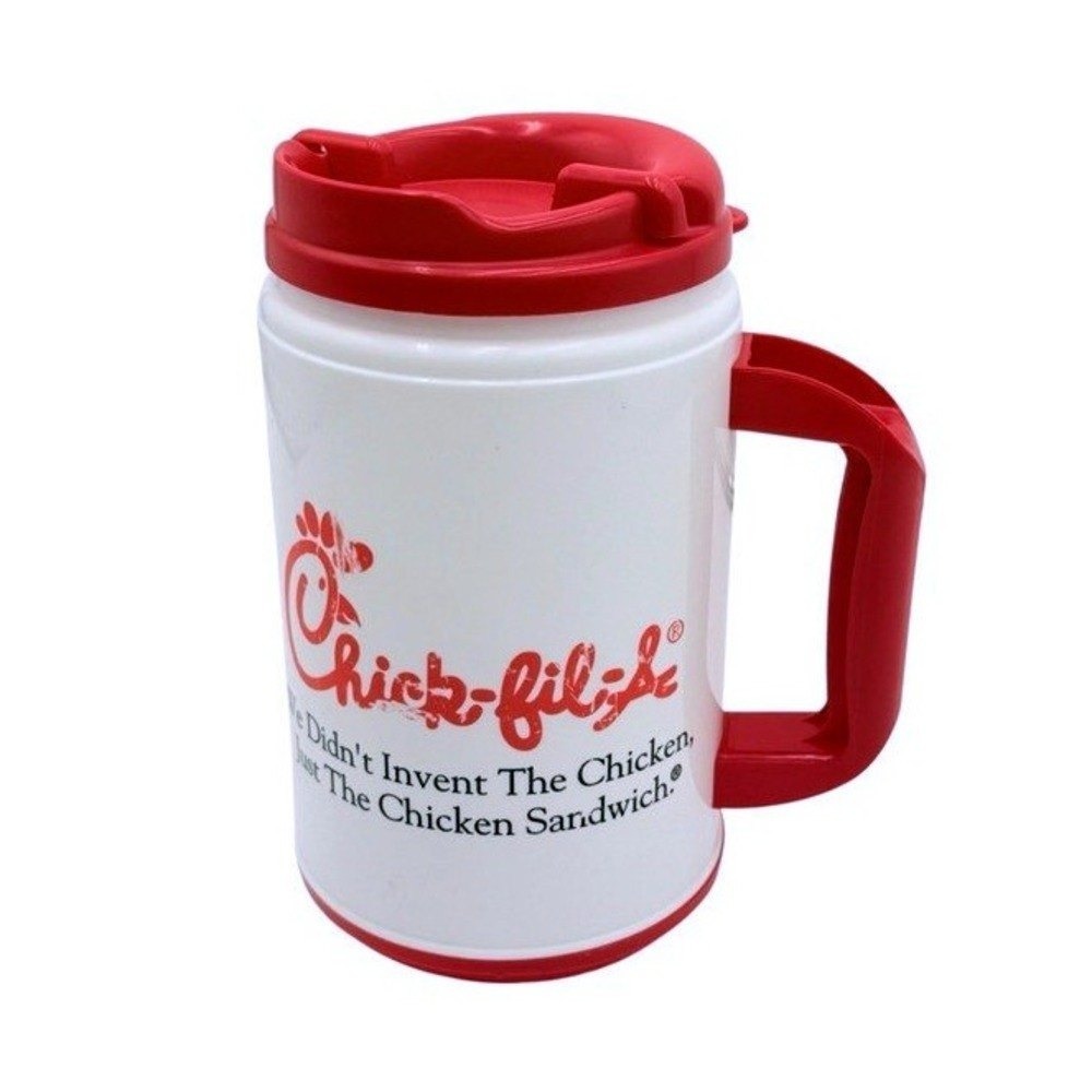 Vintage Chick-fil-A Eat Mor Chikin 24oz Insulated Mug Whirley Red White